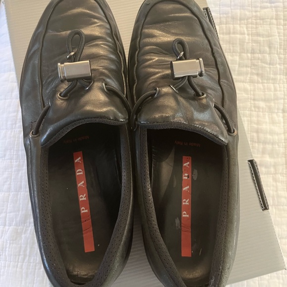 Prada Black Leather Toggle Loafers - Picture 10 of 14
